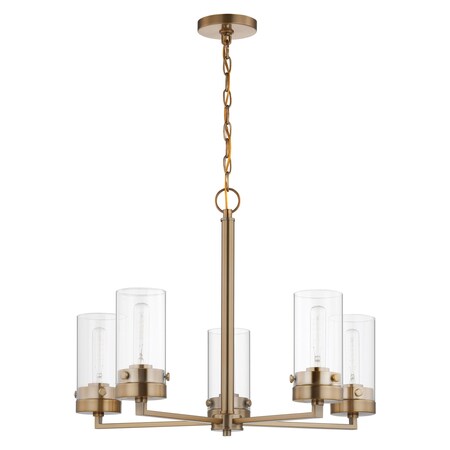 Nuvo Intersection 5-Light Chandelier - Burnished Brass with Clear Glass 60/7535